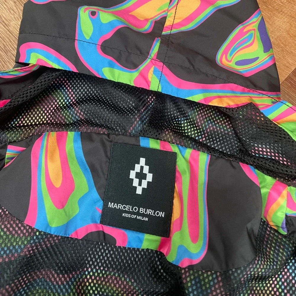 Marcelo Burlon Kids of Milan Girls Boys Windbreaker Jacket‎ Size 6Y Colorful Zip